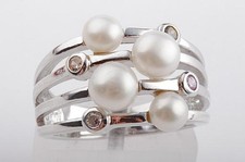 Perlen Ring 925 er Sterling Silber Größe 52 fein! #