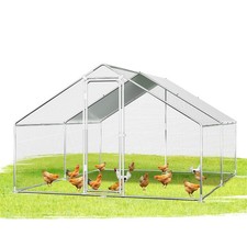 Hühnerstall Hühnerhaus Hühnernest Geflügelstall PE Dach Freilauf 6/9/12/18/24m²