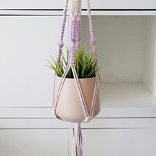 Blumenampel Makramee I Handmade I Pflanzen I Pflanzenaufhänger I Lila, Natur