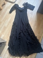 Cocktailkleid Gr 38 schwarz sehr lang Spitze DIY Silvester Abendkleid