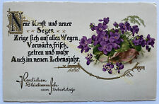 AK alte Postkarte Motiv Geburtstag Glückwunsch um 1935 Litho Spruch Blumen