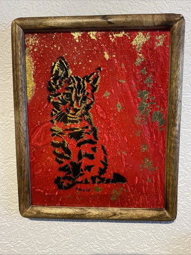 Bild gemälde katze abstrakt - bild,