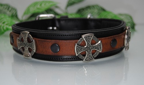 Lederhalsband keltenkreuz - lederhalsband,