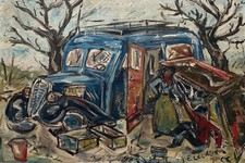 Reisestopp, Öl auf Leinwand