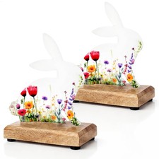 2x Deko-Hase aus Metall mit