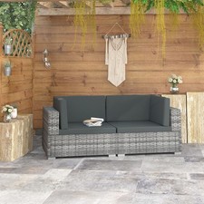 2 Stk. Ecksofas mit Auflagen Poly Rattan Rattanmöbel Gartenmöbel Lounge Garten