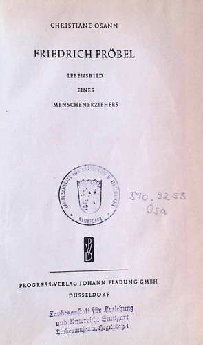 Friedrich fröbel lebensbild - friedrich,