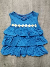 Mini Boden Mädchen Sommer-Top Blau mit Margeriten Gr.4-5 J./110 Volants Blumen 