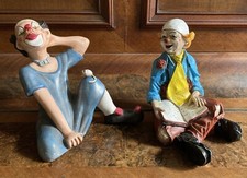 2 fröhliche Clown-Figuren, Hochwertig Kunsthandwerk Achatit, Vivian C #30