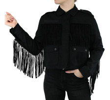 Diesel Damen Eu 36 Leder Biker Cowboy Jacke Mit Fransen