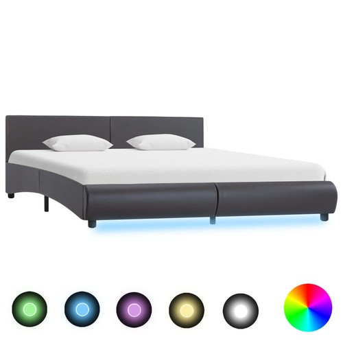 Bettgestell mit led - mit, grau