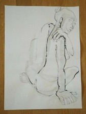 Zeichnung A3 Akt Grafik Kreide