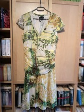 Hochwertiges Class Roberto Cavalli Kleid 92%Seide grün-gelb DE Gr.40/L neuwertig