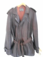 dunkelbraune Herren Lederjacke, glattes Lamm-Nappa  mit Gürtel 80 cm lang Gr 50