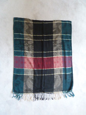 Tuch - Schal - Fransen - ca. 70 x 160 cm - grün gold rot schwarz beige kariert