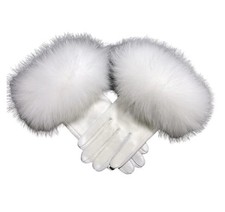Dolcie london gefütterte Handschuhe Echtes Leder und Fuchspelz Weiss One Size