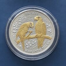 S9-MK-128) Liberia 10 Dollars 2004 PP, 999er Silber mit Brillanten, Hyazinth-Ara