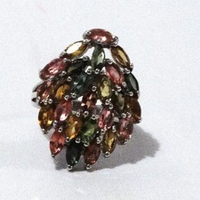 ELEGANTER TURMALIN RING mit 925/SILBER Fassung