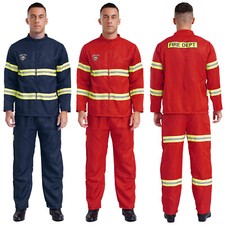 Herren Feuerwehrchef Kostüm Helmjacke Hose Und Gürtel 4-teiliger Anzug Outfits