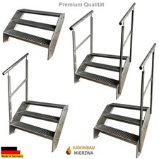 Premium Treppe 3 Stufen Breite 60-140cm Höhe 57cm Außentreppe Geländer Terrasse