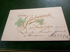 Präge AK - Herzliche Glückwünsche zum Neuen Jahr, Glücksklee und Schriftzug 1901