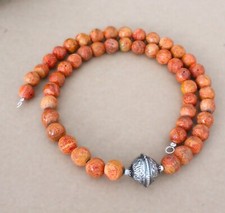 50  cm  Schaumkoralle  Edelstein  kette,,10mm , mit  ,Silber Kugel ( KM-22 *)