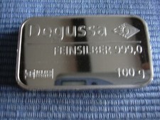 100 Gramm silber barren 999  prägefrisch  degussa