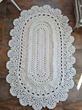 Teppich gehäkelt, oval, 180 x 115 cm, weiß, waschbar 