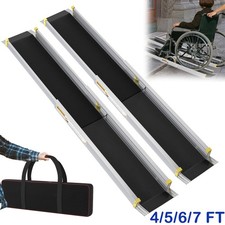 2X Rollstuhlrampe Alu Teleskoprampe Rampe klappbar Laderampe Auffahrrampe Hause