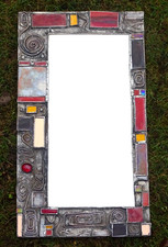 Wandspiegel, Unikat, Spiegel,Kunsthandwerk, OOAK Kupfer Zinn, 40,5 x 23,5 x 1 cm