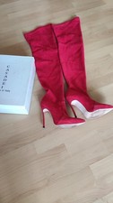 Overknee boots rot - boots, wildleder