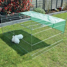 Freilauf Auslauf Gehege Stall mit Regendach für Kaninchen Hasen Wetterfest Käfig