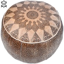 Marokkanisches Orientalisches Leder Sitzkissen Orient Pouf Ottoman Handarbeit