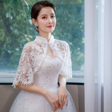 Damen Perlen Spitze Umhang