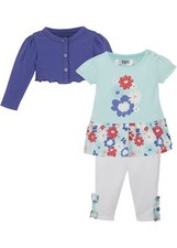 3tgl Baby Bolero Kleid Leggings​ Gr. 92/98 Lila Weiß Mint Neu Baby Set