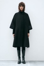 Zara MANTEL Cape MANTECO WOLLE schwarz Gr.M Neu UVP 149€