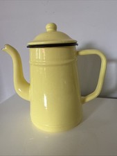 Kaffee Kanne, Milchkanne, Frankreich, Emaille, Email, vintage, Brocante - gelb