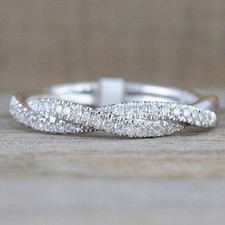 Ring - silber - Gedreht - mit Zirkonia Steinen funkelnd - Damen Gr. 55-63  4mm