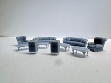 2 SETS 60er Jahre Wohnzimmermöbel, HO 1:87 - Sofa, Couchtisch, Fernseher, Sessel