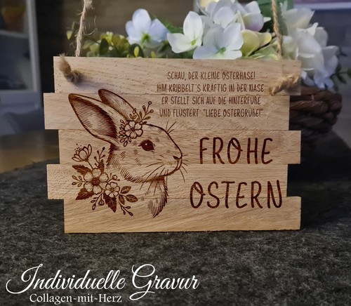 Frohe ostern echtholz graviert - frohe,
