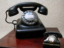 Wählscheiben Telefon Post W48  10.62 Krone true vintage 1962 alt schwarz Bakelit
