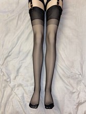 Rose Sakura Strapsstrümpfe mit Naht und Lochrand Hochferse Nahtstrümpe