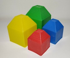 Stapelpyramide Spielzeug 4 Bausteine Häuser Pyramide stapelbar 4 Stück 
