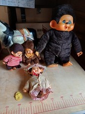 1 Monchichi 40cm gross u.3 Kleine Monchichi