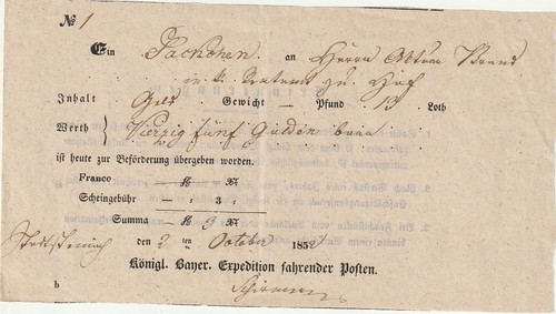 Fahrpost postschein aus - fahrpost,