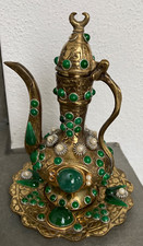 15cm Krug Metall Kaffeekanne aus Messing verziert orientalisch