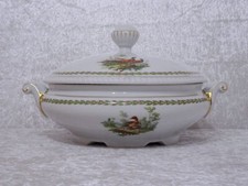 Antike Fraureuth Design Porzellan Soupiere Terrine Fasan Ente - Vintage um 1900