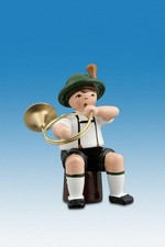 Ganzjahresfiguren Musikant sitzend mit Parforcehorn Höhe 7cm NEU Frühlingsfigur