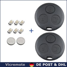 2X Auto Schlüssel Gehäuse für Smart Fortwo 450 98-07 Fernbedienung + Batterie