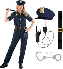 Blauer Polizistin Kostüm Damen Polizei Uniform Faschingkostüm Police Verkleidung